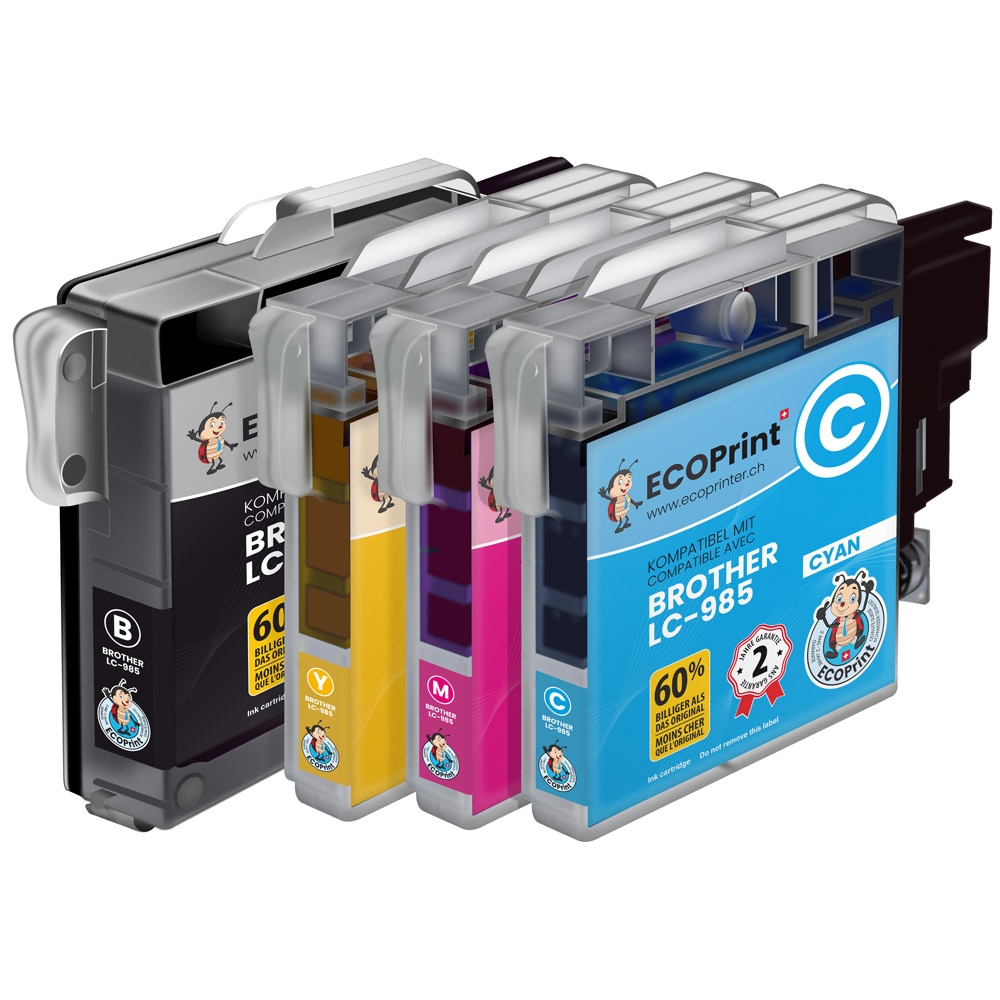 Pack de 4 cartouches ECOPrinter Brother LC-985