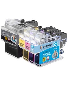ECOPrinter Brother 3219P1 | Pack de 4 cartouches ECOPrinter Brother LC-3217 / LC-3219  | Famille Brother LC-3217-3219 | 1 noir et 3 Couleurs individuelles | 3'000/1'500 pages