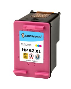 ECOPrinter HP 62C | Cartouche ECOPrinter &eacute;quivalent &agrave; HP 62 XL | Famille HP 62 | 3 Couleurs (3C) | 415 pages