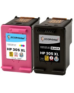 ECOPrinter HP 305P1 | Pack de 2 cartouches ECOPrinter &eacute;quivalent &agrave; HP 305 XL | Famille HP 305 | 3 Couleurs (3C) | 650/350 pages