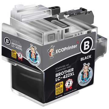 ECOPrinter Brother 422XLBK | Cartouche ECOPrinter équivalent à Brother LC-422XL   | Famille Brother LC-422 | Noir (BK) | 3'000 pages