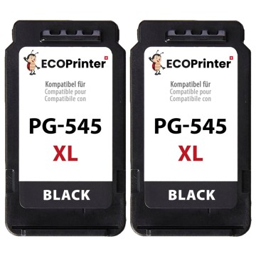 ECOPrinter Canon 545P3 | Pack de 2 cartouches ECOPrinter équivalent à Canon PG-545 XL  | Famille Canon PG-545 / CL-546 | Noir (BK) | 470 pages