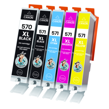 ECOPrinter Canon 570P1 | Pack de 5 cartouches ECOPrinter Canon PGI-570 XL / CLI-571 XL  | Famille Canon PGI-570 / CLI-571 | 3 Couleurs (3C) | Pack Economique