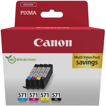 CANON CLI-571 | Pack cartouches d'encre Canon CLI-571 | PIXMA MG5750 | BKCMY | 7ml
