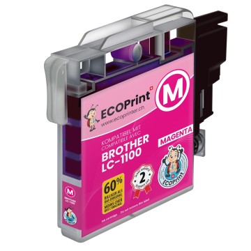 ECOPrinter Brother 1100M | Cartouche ECOPrinter équivalent à Brother LC-1100  | Famille Brother LC-980 LC-1100 | Magenta (M) | 475 pages