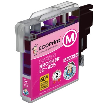 ECOPrinter Brother 985M | Cartouche ECOPrinter équivalent à Brother LC-985   | Famille Brother LC-985 | Magenta (M) | 475 pages