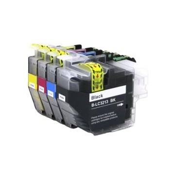 ECOPrinter Brother 3213P1 | Pack de 4 cartouches ECOPrinter Brother LC-3211 - LC-3213  | Famille Brother LC-3211-3213 | 1 noir et 3 Couleurs individuelles | 400/400 pages
