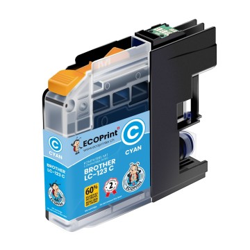 ECOPrinter Brother 123C | Cartouche ECOPrinter équivalent à Brother LC-123  | Famille Brother LC-123 | Cyan (C) | 800 pages