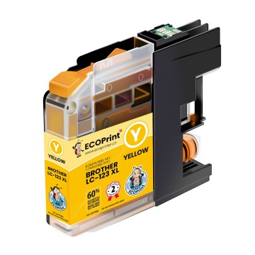 ECOPrinter Brother 123Y | Cartouche ECOPrinter équivalent à Brother LC-123  | Famille Brother LC-123 | Jaune (Y) | 800 pages
