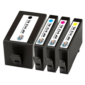 ECOPrinter HP 912P1 | Pack de 4 cartouches ECOPrinter équivalent à HP 912 XL | Famille HP 912 | 1 Noir et 3 Couleurs individuelles | 825/825 pages