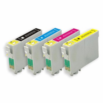 ECOPrinter Epson 0715P1 | Pack de 4 cartouches ECOPrinter équivalent à Epson T0715  | Famille Epson T071x | 4 Couleurs individuelles | Pack Economique