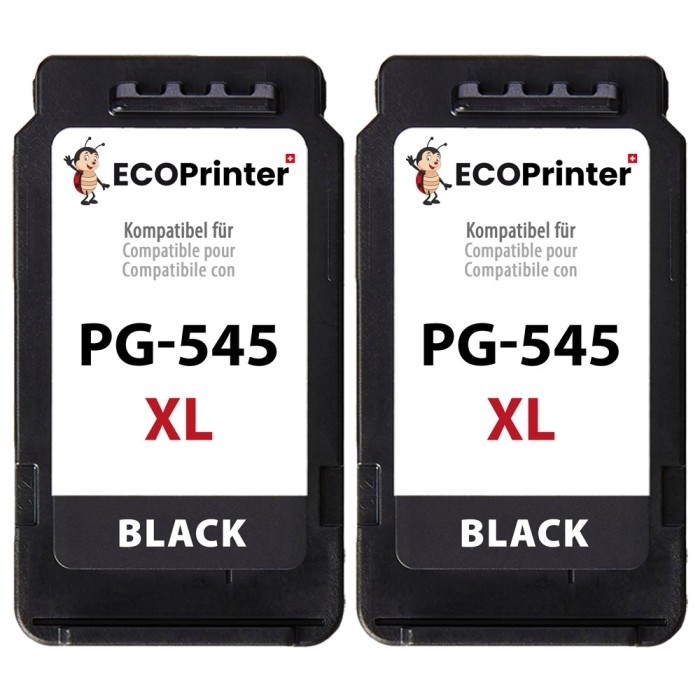 ECOPrinter Canon 545P3 | Pack de 2 cartouches ECOPrinter équivalent à Canon PG-545 XL  | Famille Canon PG-545 / CL-546 | Noir (BK) | 470 pages