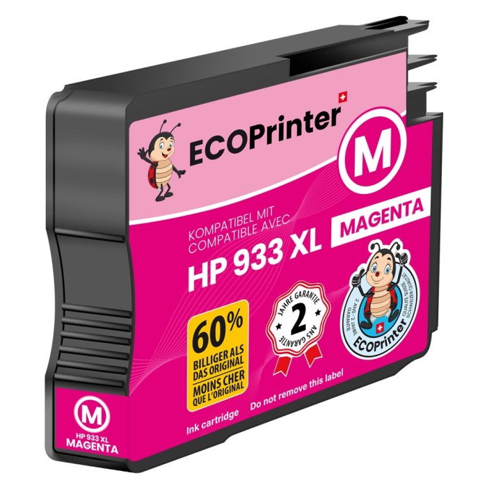 ECOPrinter HP 933M | Cartouche ECOPrinter équivalent à HP 933 XL | Famille HP 932 / HP 933 | Magenta (M) | 825 pages