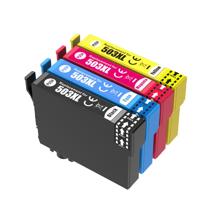 ECOPrinter Epson 503 | Pack Cartouche ECOPrinter équivalent à Epson 503 XL   | Famille Epson 503 (Piment) | 1 Noir et 3 Couleurs individuelles | 550/470 pages