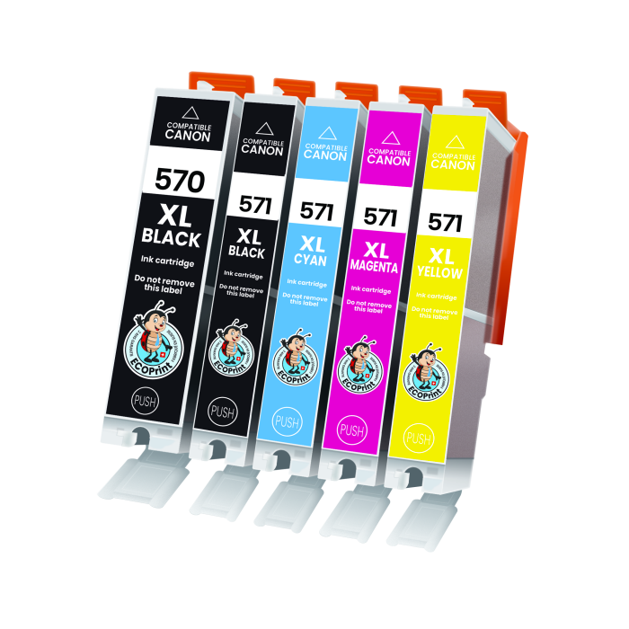 ECOPrinter Canon 570P1 | Pack de 5 cartouches ECOPrinter Canon PGI-570 XL / CLI-571 XL  | Famille Canon PGI-570 / CLI-571 | 3 Couleurs (3C) | Pack Economique
