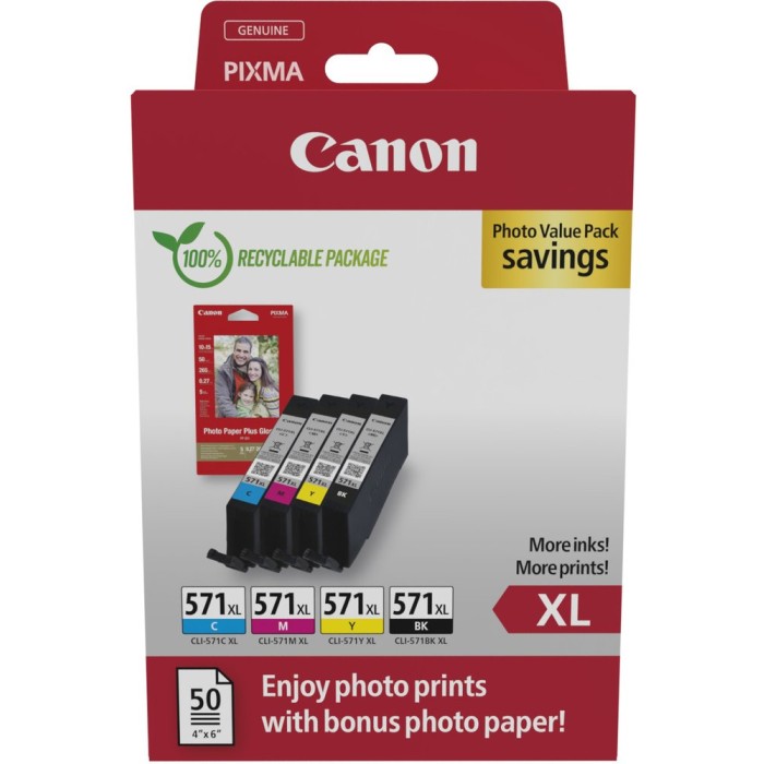 CANON CLI-571XLVAL | Ink photo value pack Canon CLI-571XLVAL | PIXMA MG5750 | BKCMY | 11ml
