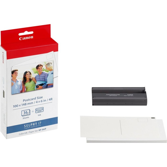 CANON KP36IP | Cassette d'encre couleur/papier 10x15cm Canon KP36IP | Selphy CP 100 | Format Carte Postale | 36 feuilles