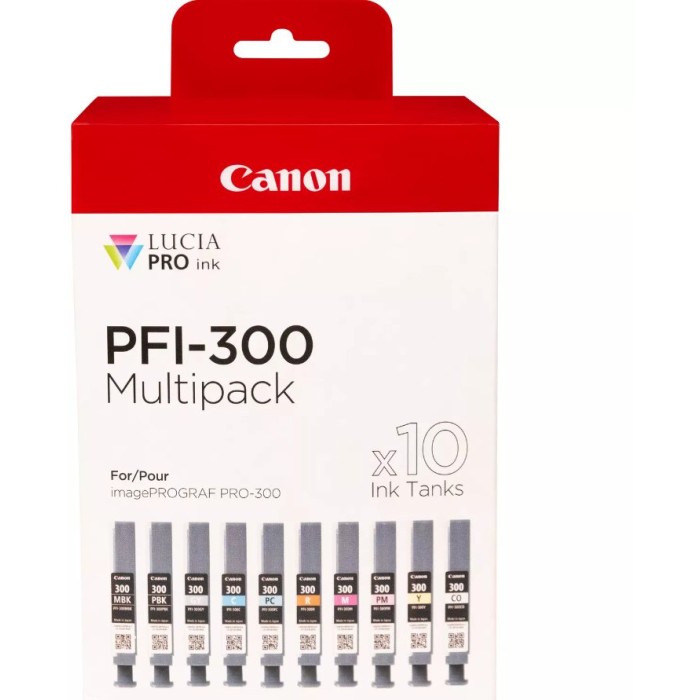 CANON PFI-300Mult | Pack cartouches d'encre Canon PFI-300Mult | IPF PRO-300 | 10 couleurs | 10x14.4ml