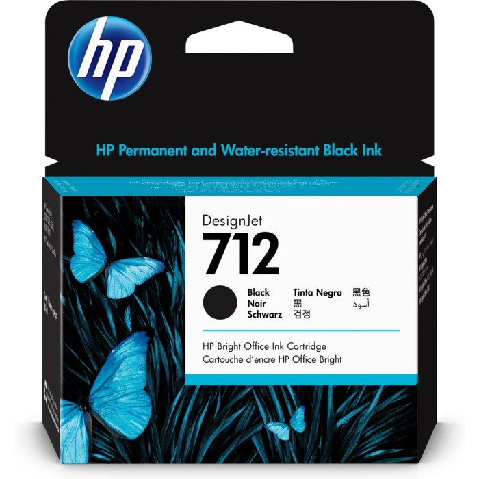 HP 3ED71A | Cartouche d'encre HP 712 | DesignJet T230/250/630 | Noir (BK) | 80ml