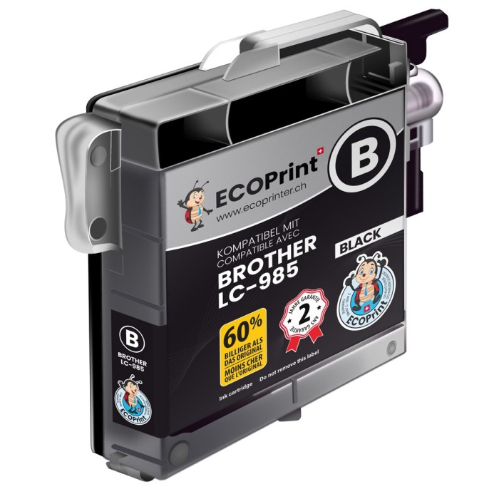 ECOPrinter Brother 985BK | Cartouche ECOPrinter équivalent à Brother LC-985   | Famille Brother LC-985 | Noir (BK) | 700 pages