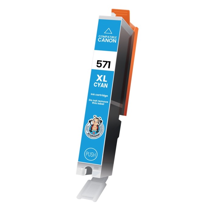 ECOPrinter Canon 571C | Cartouche ECOPrinter équivalent à Canon CLI-571 XL   | Famille Canon PGI-570 / CLI-571 | Cyan (C) | 800 pages