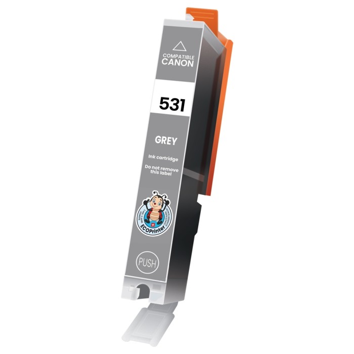 ECOPrinter Canon 531GY | Cartouche ECOPrinter équivalent à Canon CLI-531 | Famille Canon PGI-530 / CLI-531 | Gris (G) | 12.2ml