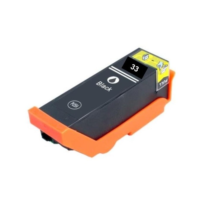 ECOPrinter Epson 33BK | Cartouche ECOPrinter équivalent à Epson 33 XL   | Famille Epson 33 (Orange) | Noir (BK) | 530 pages