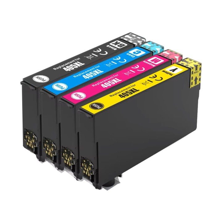 ECOPrinter Epson 405P1 | Pack de 4 cartouches ECOPrinter équivalent à Epson 405 XL  | Famille Epson 405 | 1 noir et 3 Couleurs individuelles | 1'100/1'100 pages