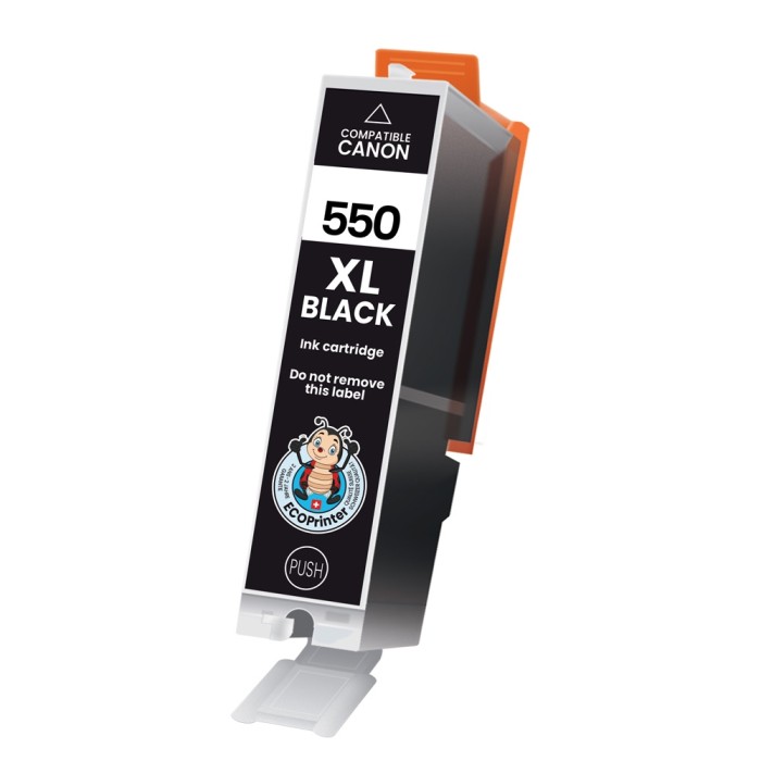 ECOPrinter Canon 550BK | Cartouche ECOPrinter équivalent à Canon PGI-550 XL   | Famille Canon PGI-550 / CL-551 | Noir (BK) | 500 pages